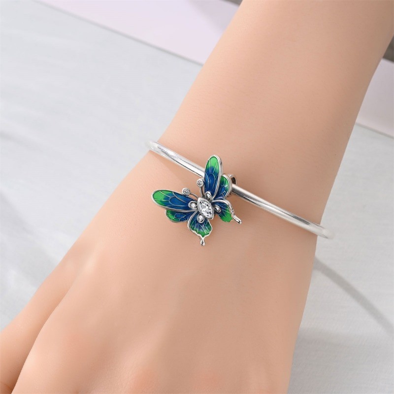 KUNSIR 925 Sterling Silver Charm For Bracelet Dreamer Butterfly Bead Charm DIY