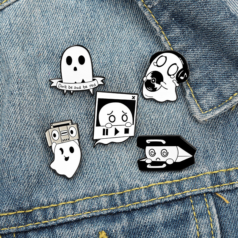 Lot Lapel Badge Pins Enamel Brooches Ghost Jewelry Halloween Brooch Punk Skull