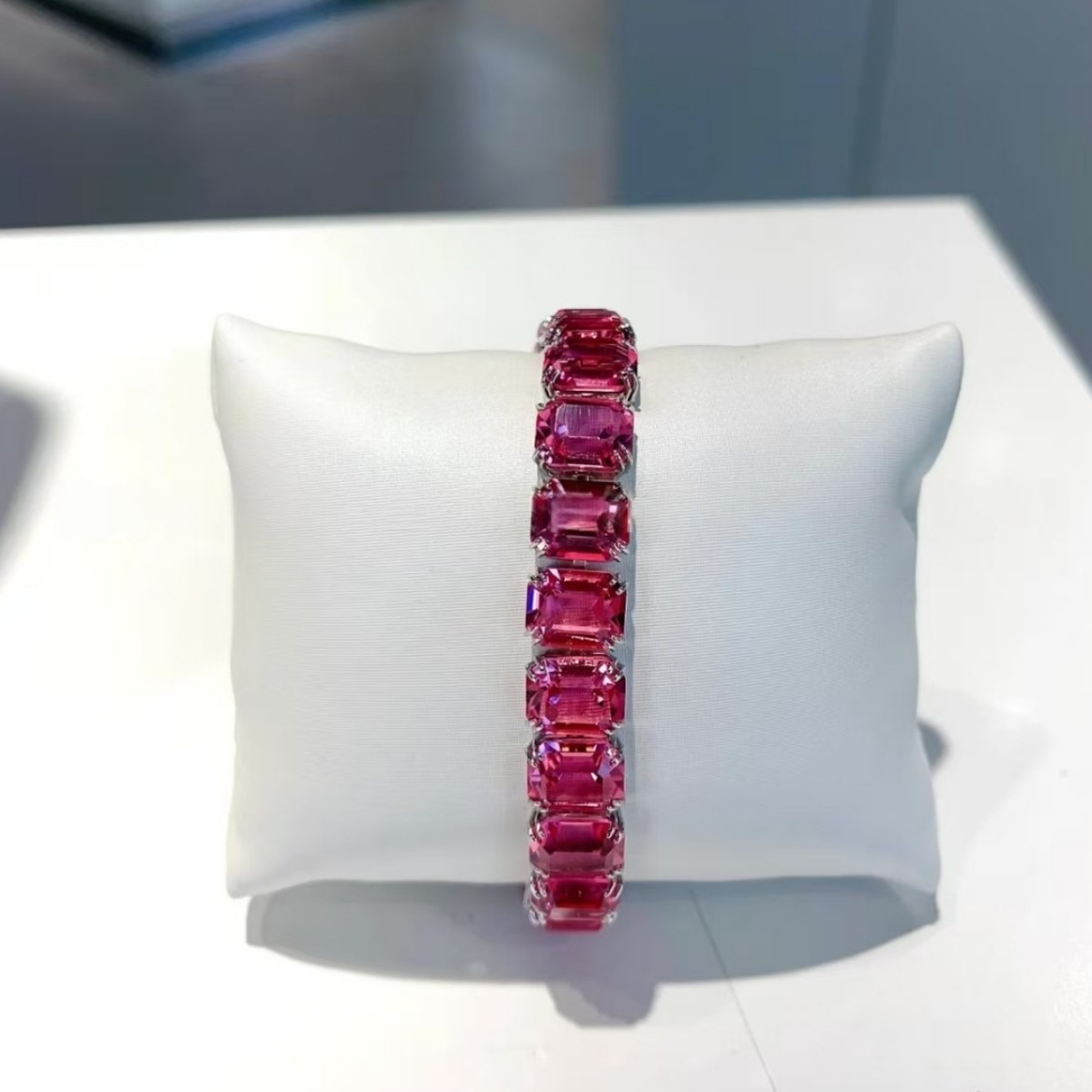 Swarovski Elements Millenia Necklace – Pink Octagonal Cut Crystal Pendant