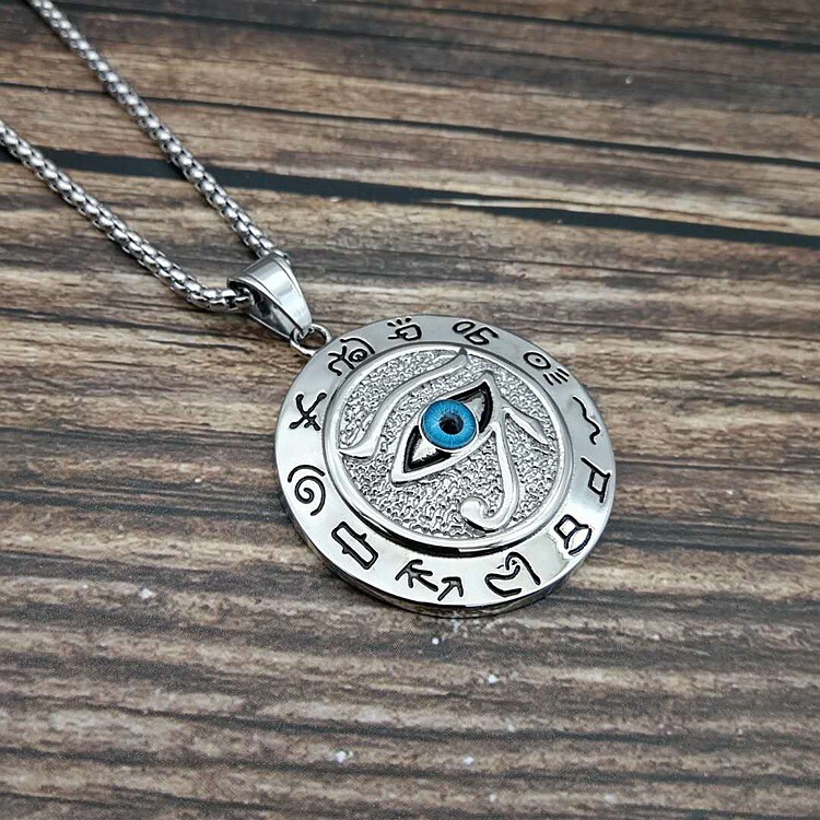 Egyptian Pharaoh Eye of Horus Ra Pendant Necklace Protection Jewelry Chain 24″