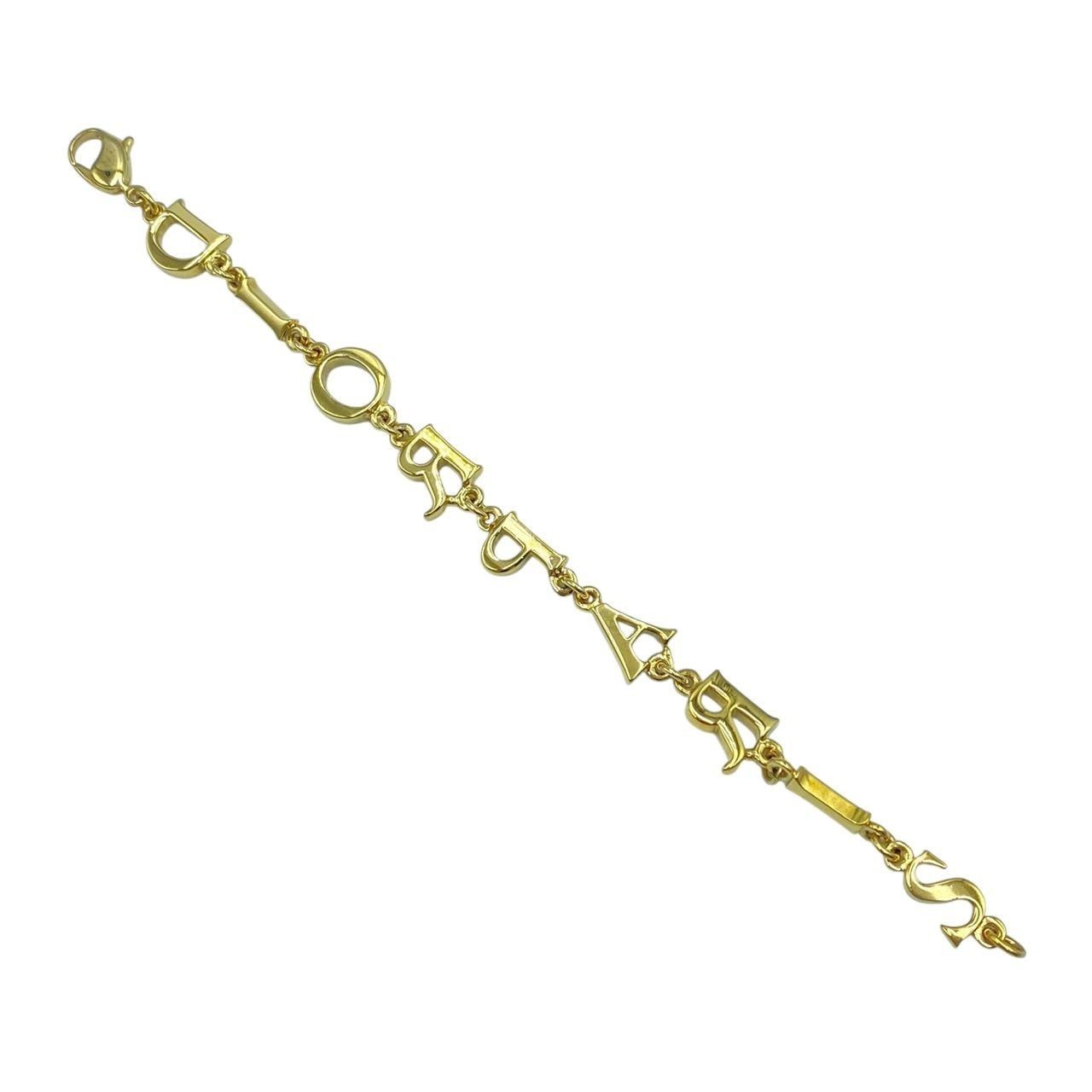 Excellent Christian Dior Gold Tone Logo Bracelet L 19cm 7.4in