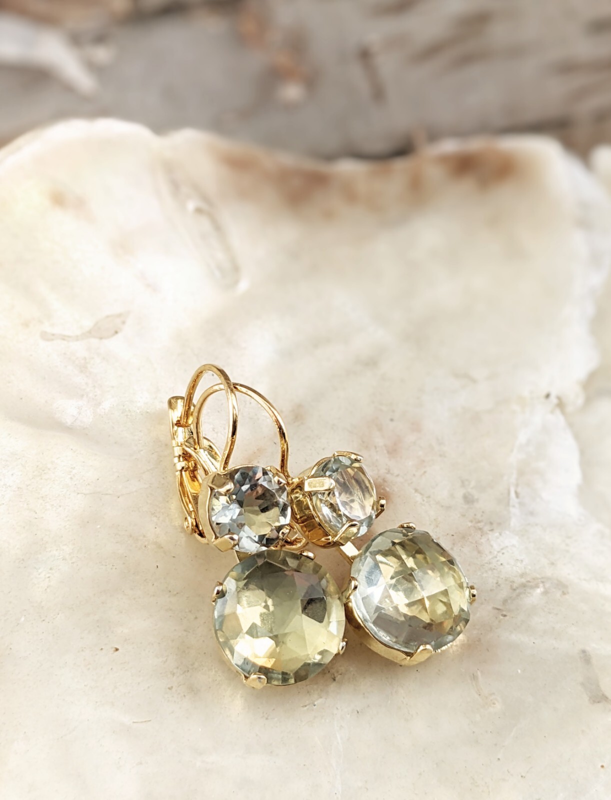 16.6 Total Carats Green Amethyst Prasiolite In 2 Set 18k Gold Plated Earrings