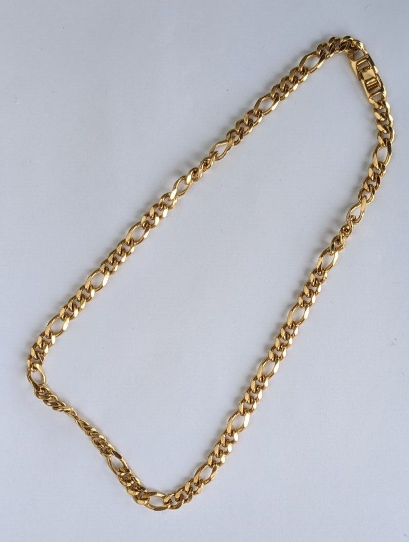 Gold tone chain necklace, 20.0 inches alternate decorative links metal chain