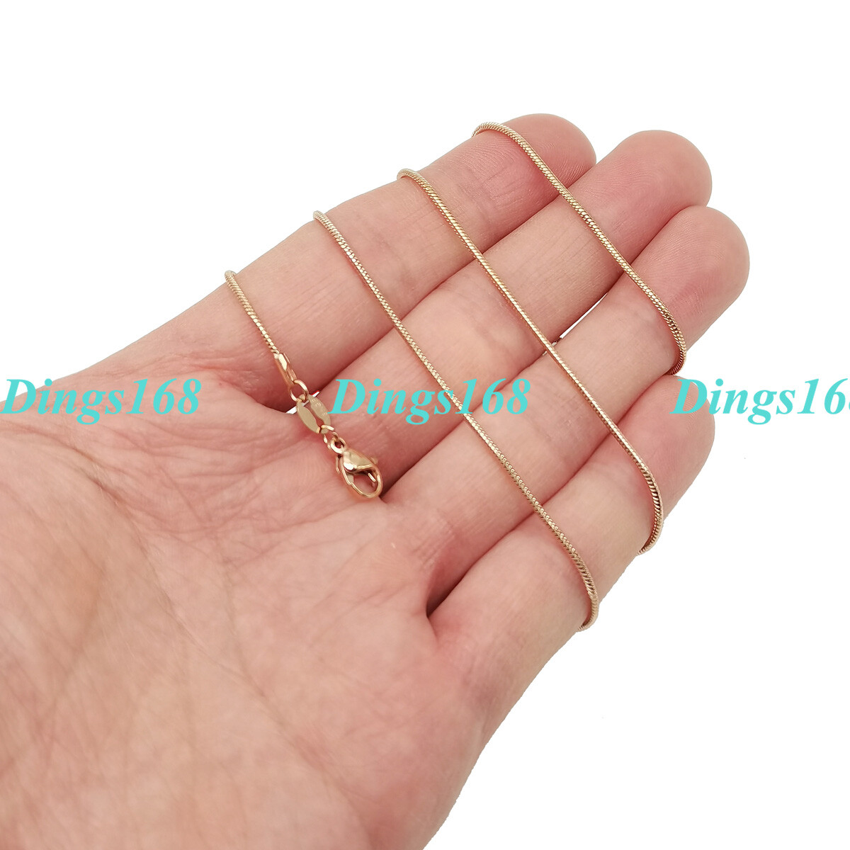 18K Rose Gold Filled Shiny Italian 18 inch 1.2mm Thin Snake Chain Necklace T126
