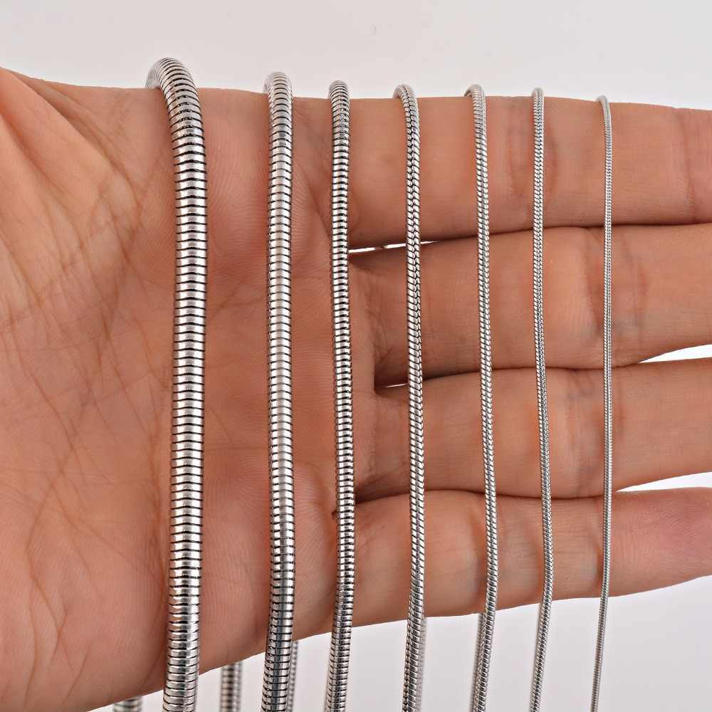 Round Snake Chain Necklace/925 Sterling Silver/16″-38″inch/0.9mm/1.2mm/1.6mm/2mm
