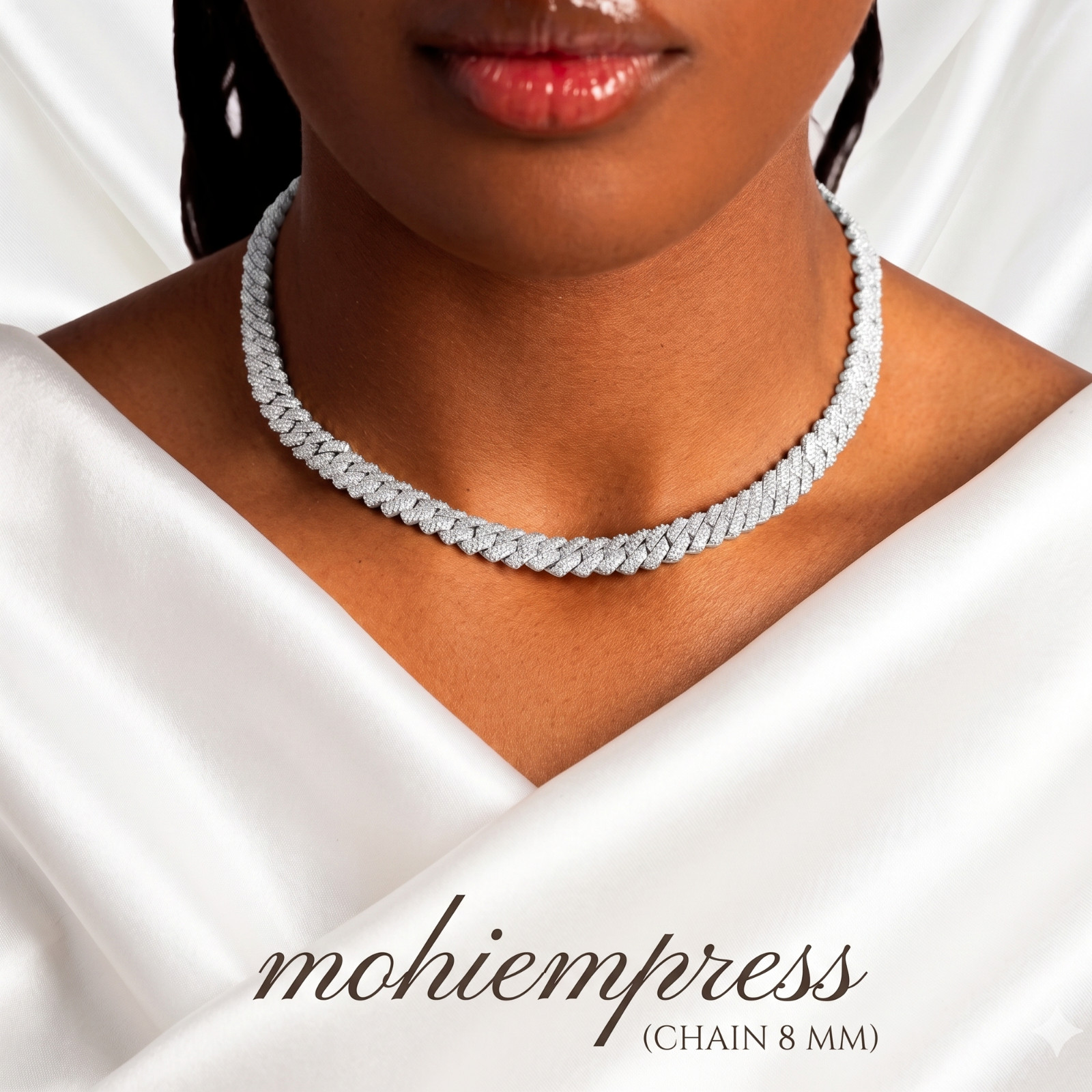 925 Sterling Silver Cubic Zirconia Cuban Link Chain, Gift For Her Jewelry