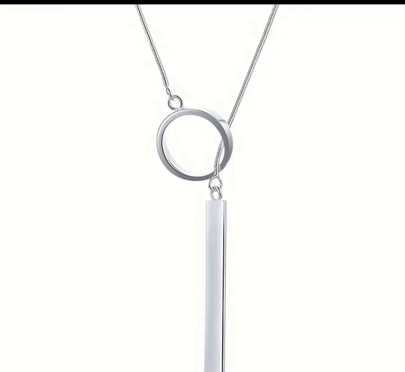 Beautiful Silver Adjustable Bar Over Ring Necklace Womens Size M Casual Formal
