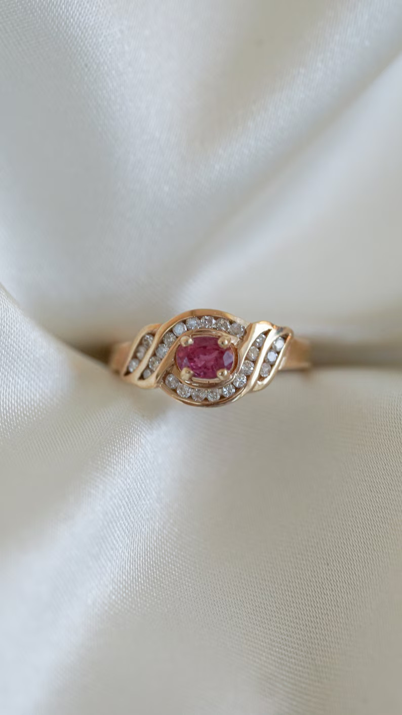 3.25 Ct Oval Cut Simulated Ruby 14k Yellow Gold Plated Elegant Engagement Ring