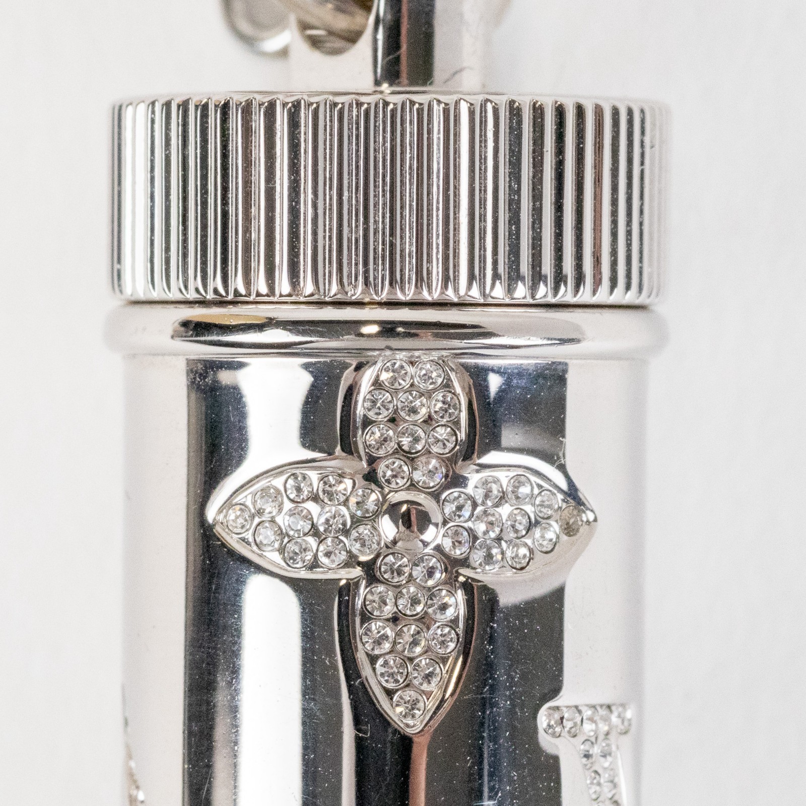 Louis Vuitton Monogram Strass Pill Case Pendant M68248 Silver Plate LV Auth Men