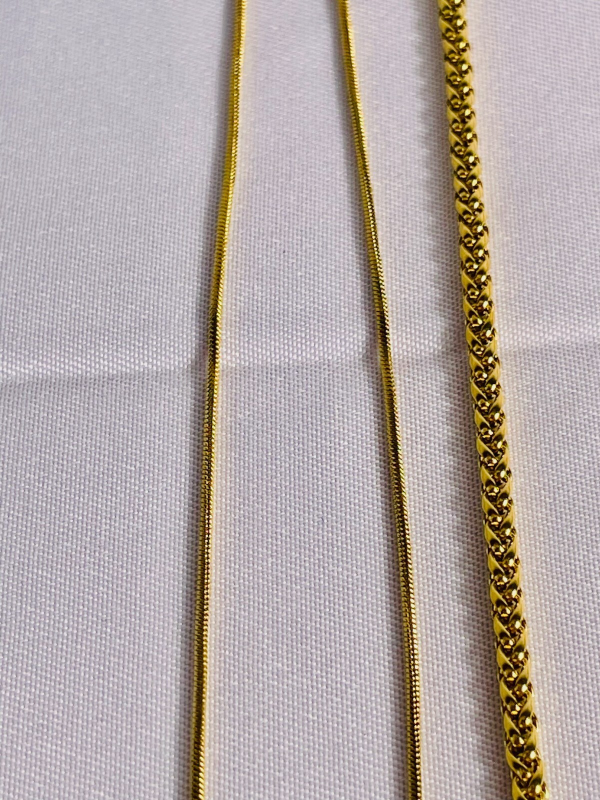 Lot of 3 Gold Tone Necklaces 18KGP Cuban Curb Chain Snake Chain Fashion Jewelry