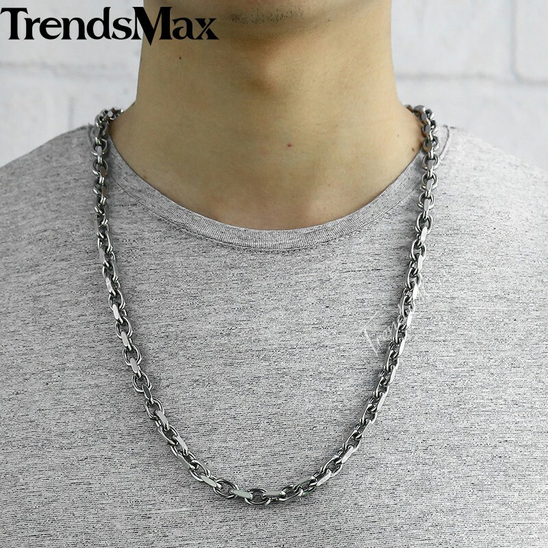 Toggle Necklace Cable Link Chain Necklace for Men Stainless Steel 18 20 24 26 in