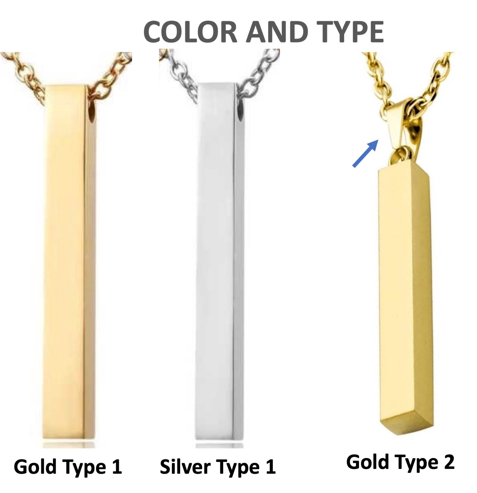 Personalized Bar Necklace Stainless Steel Engraved Vertical Custom Men Women