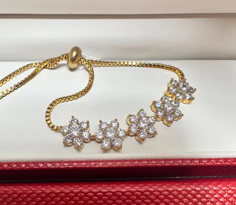 5 Ct Round Cut Simulated Diamond Bolo Chain Bracelet 925 Yellow Sterling Silver