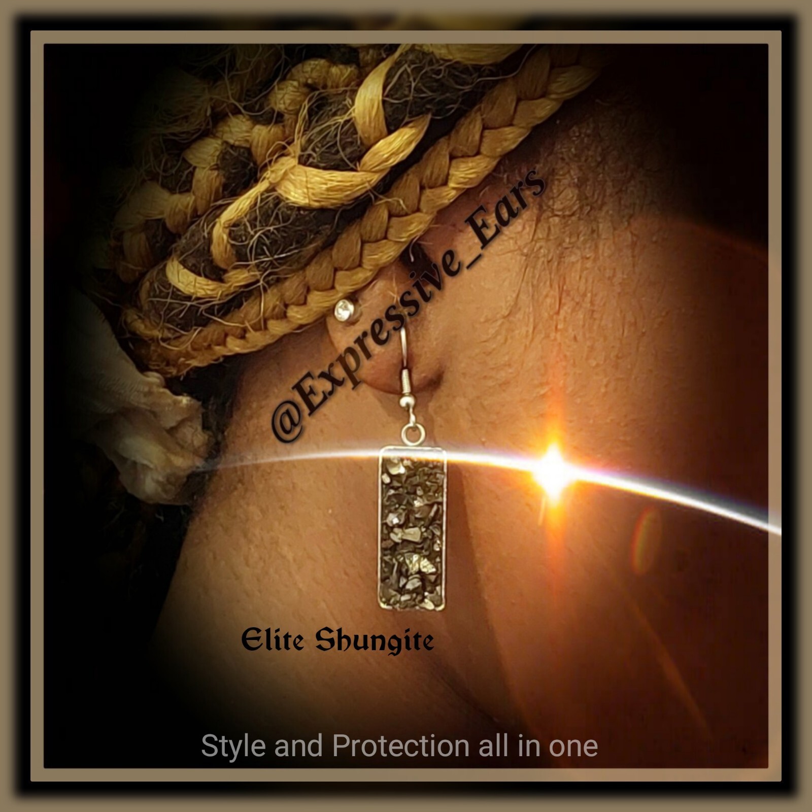 TIGERS EYE 💫 1″ inch Cute Dangle Earrings ~Goldtone – By EXPRESSIVE EARS