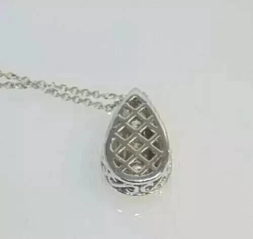 1Ct Round Simulated Diamond Three Stone Teardrop Pendant 14k White Gold Plated