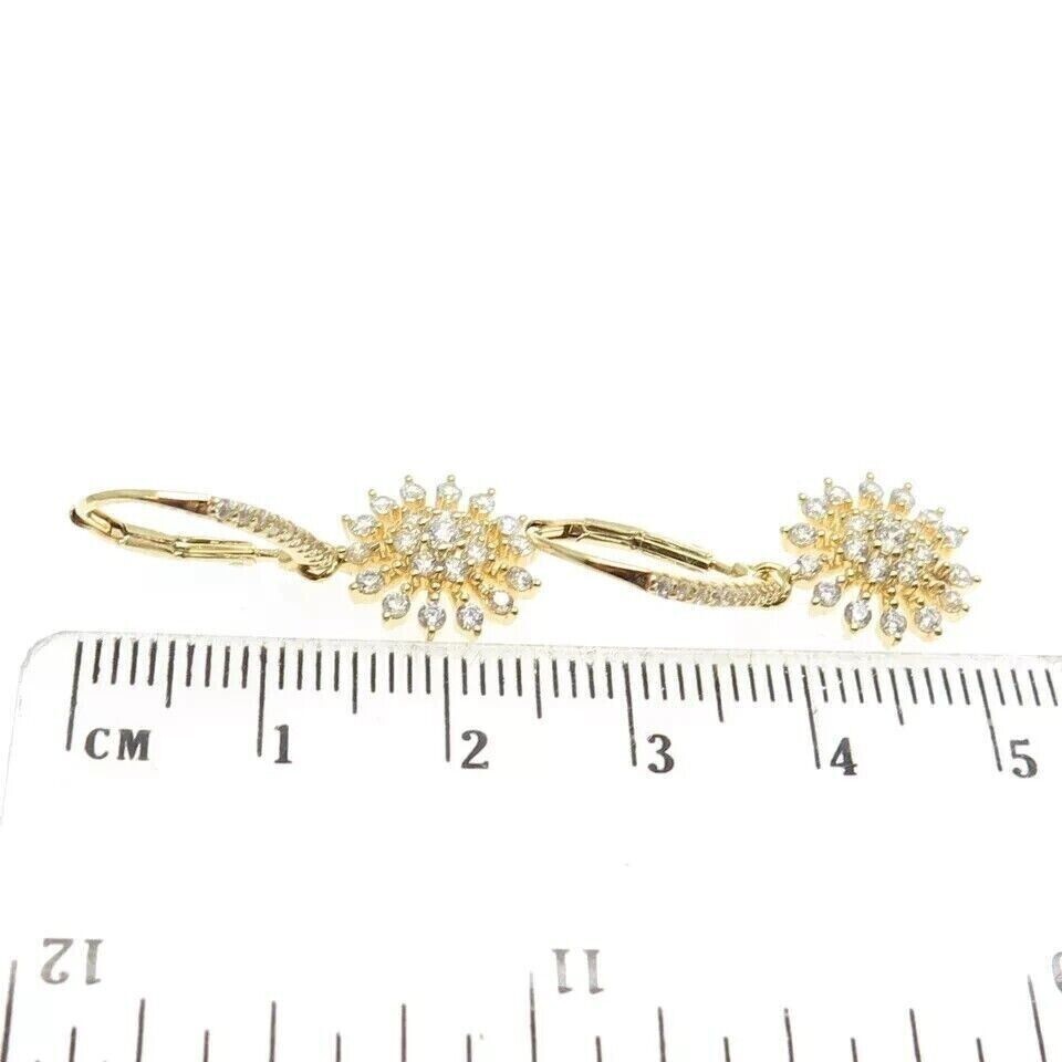 2Ct Round Cut Simulated Diamond Drop Dangle Earrings In 14k Yellow Gold Plated