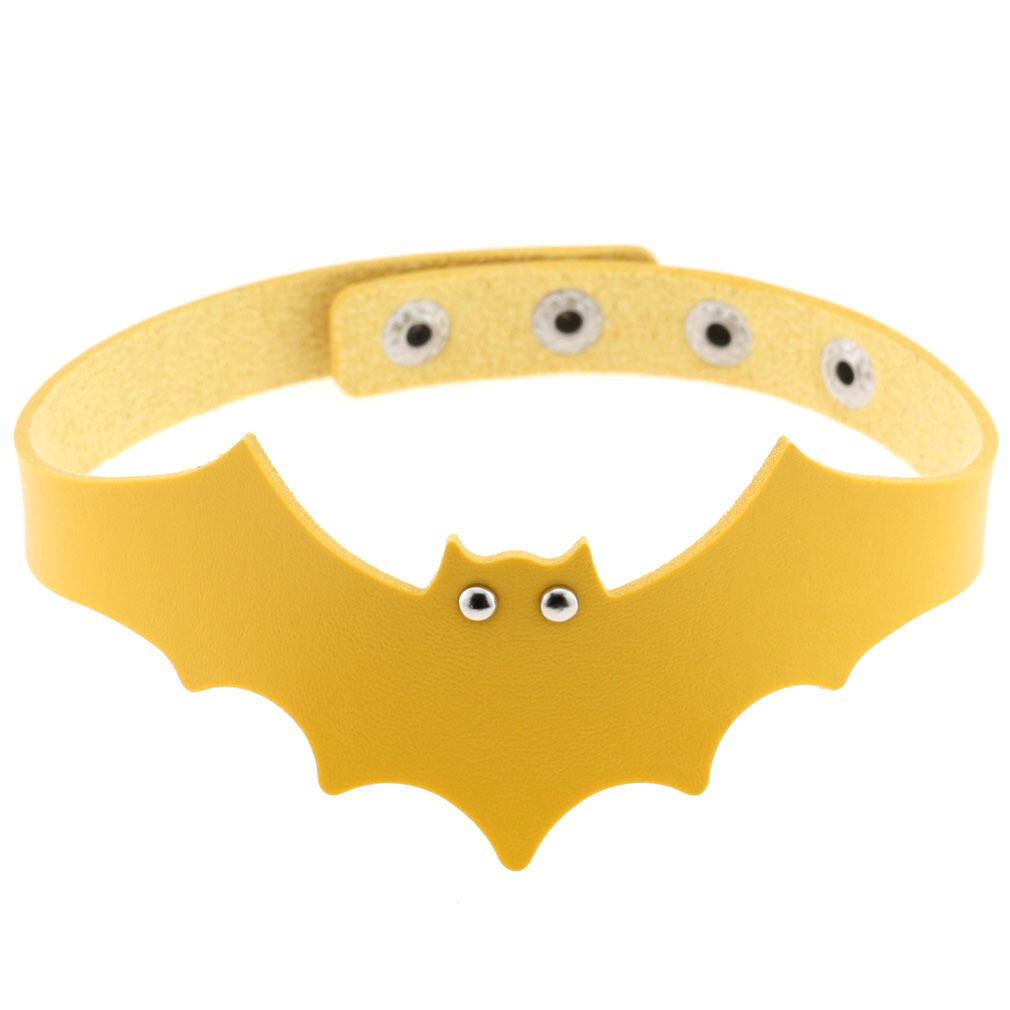 Gothic Bat Pattern PU Leather Choker Collar Necklace Halloween Cosplay Party