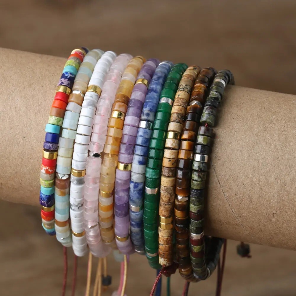 Natural Crystal Stone Bracelet Gemstone Beaded Dainty Healing Bracelet Handmade