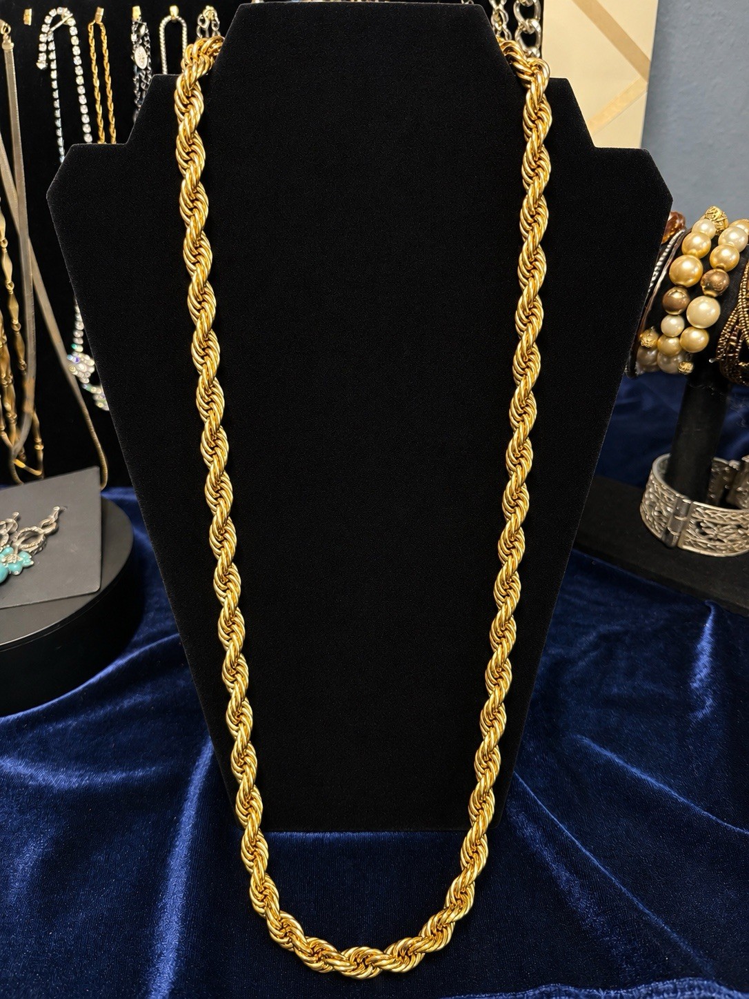 Vintage Napier 30” Gold Tone Rope Chain Necklace Signed Pat 4771495 1980s