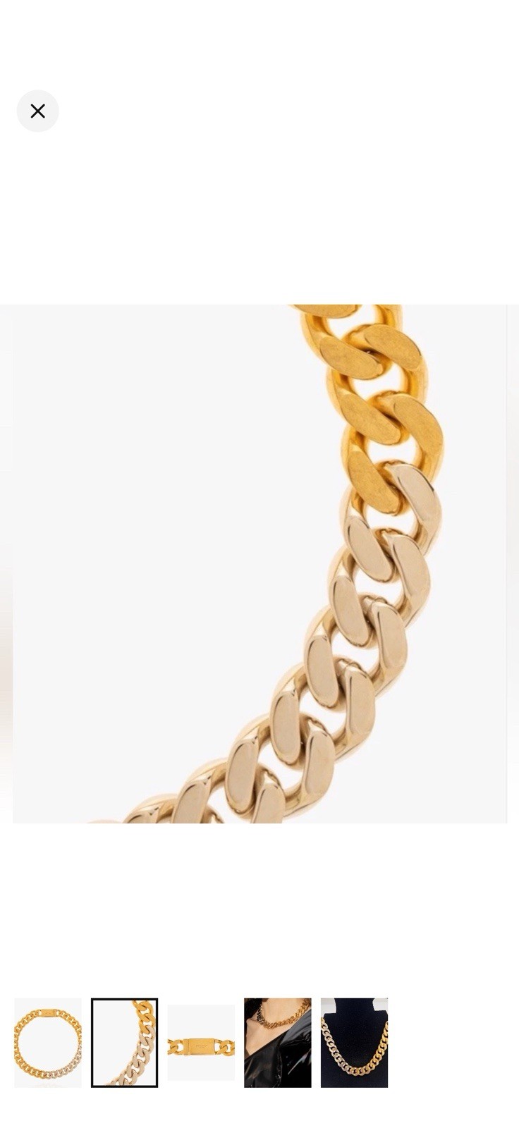 Saint Laurent Metal Curb Chain Necklace Gold/Silver