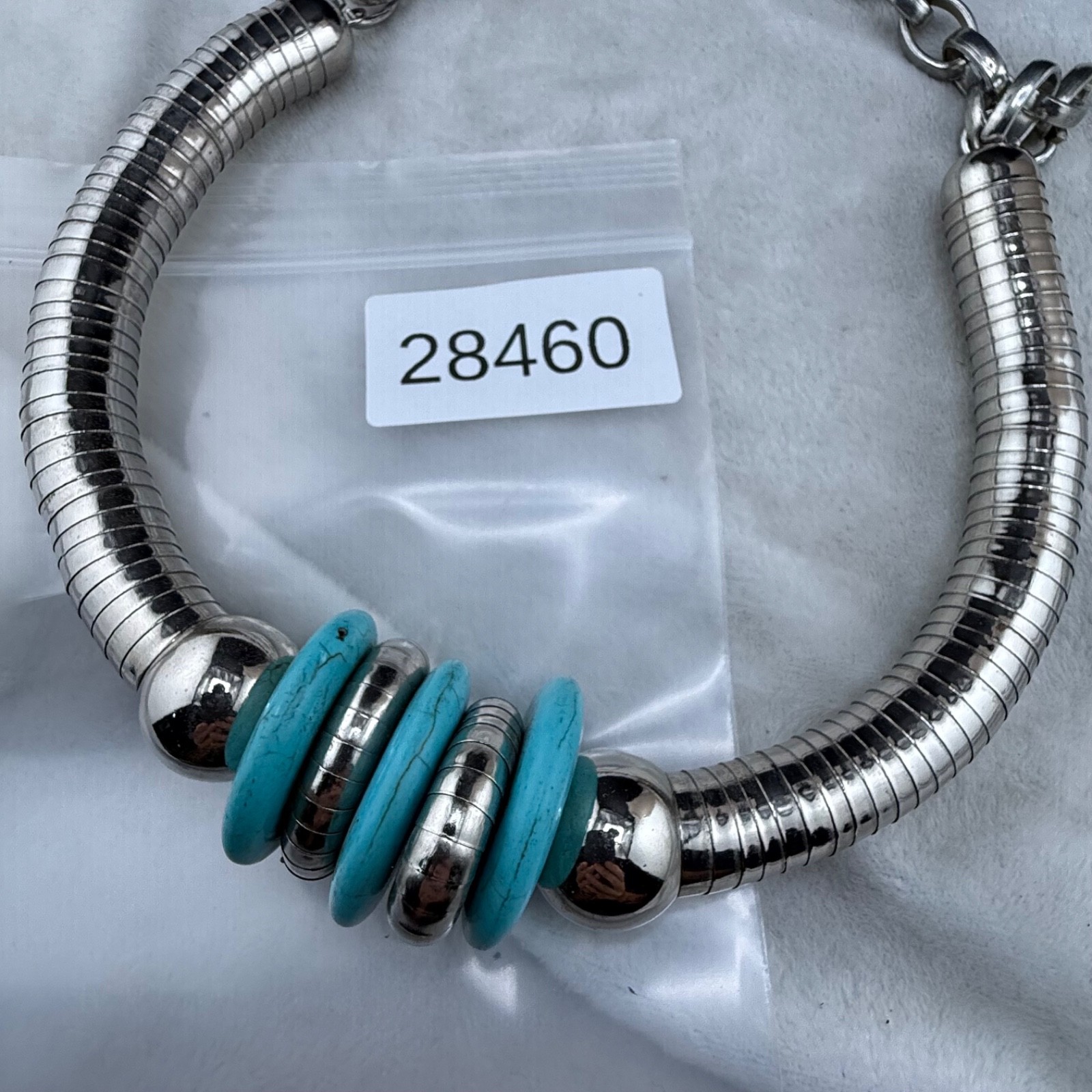 Western Necklace Tube Chunky Silver Tone Y2K 22”