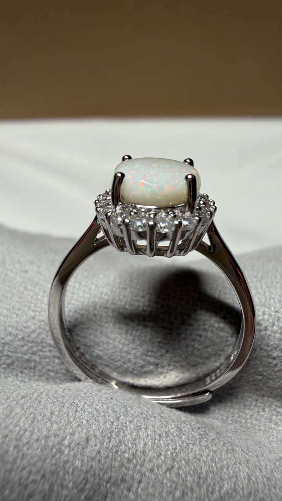 Solid Opal Ring Natural Australian Silver Multicolor Pinfire All Occasion #0161