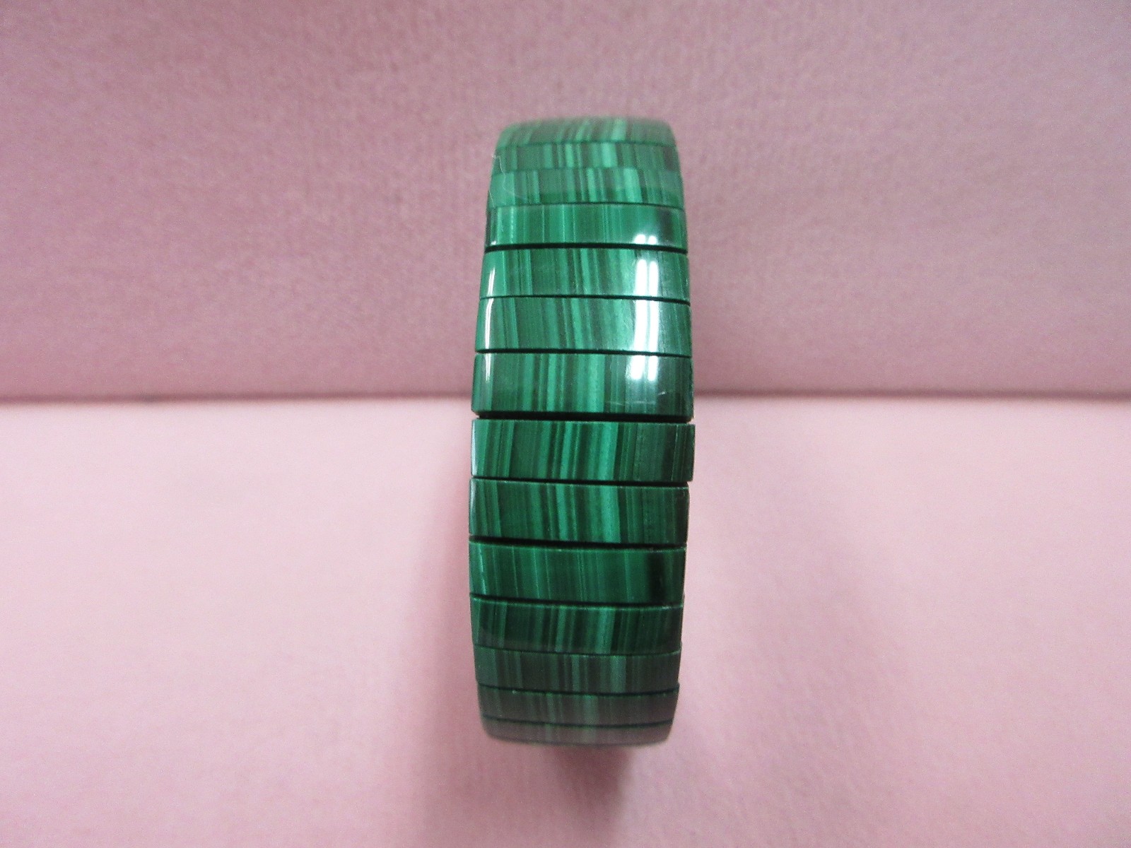 6″-7″ Green Malachite Stretch Bangle Bracelet Rectangle Stone Segments