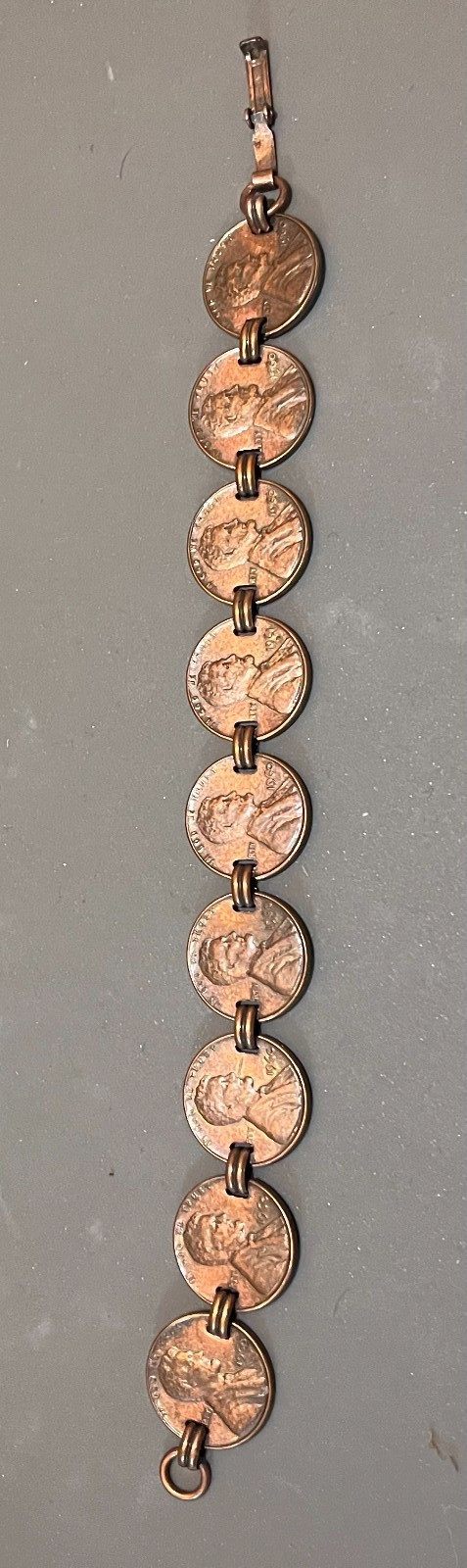 Vintage Lincoln Penny Bracelet 1960 & 1961-D Coin Jewelry Copper Cent Bracelet