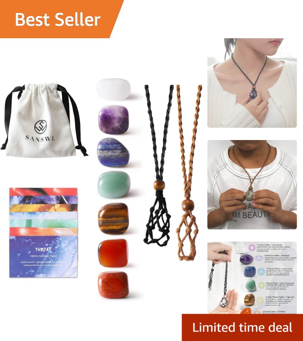 Boho 7 Chakra Stones Crystal Necklace – Adjustable Cord for Energy and Balance