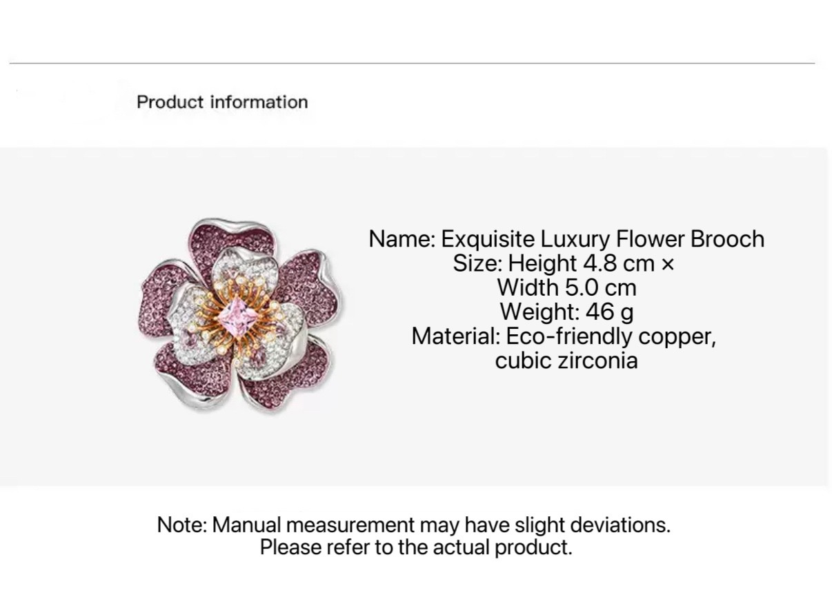 Exquisite Luxury Flower Brooch – Elegant Costume Jewelry Gift with Gift Box