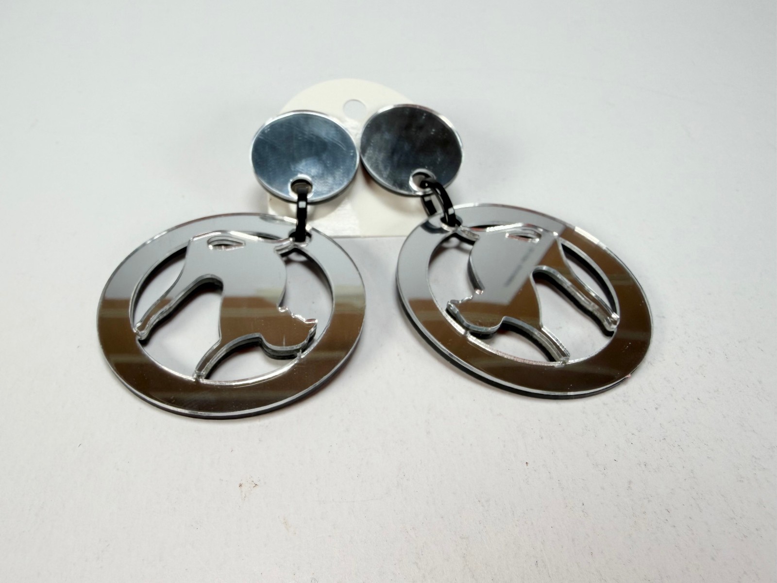 Marion Godart Reflective Chat Miroir” Mirror Effect Hoop Resin Clip On Earrings