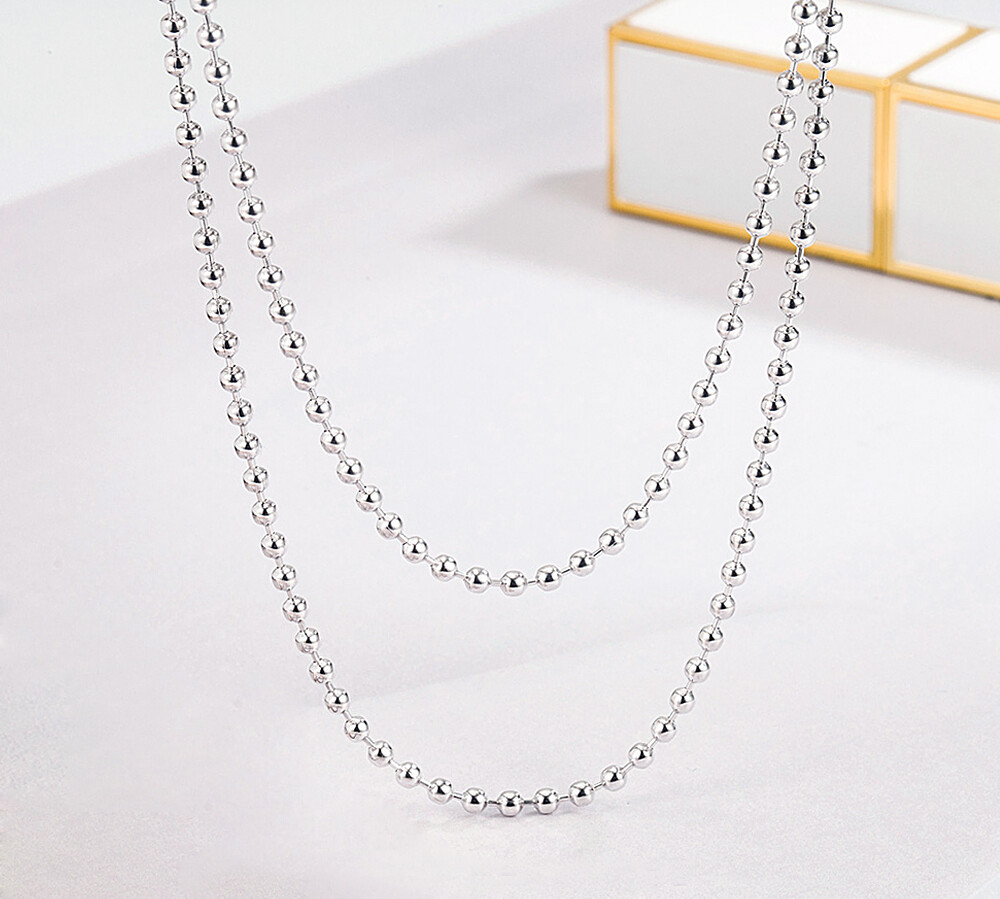 Solid 925 Sterling Silver 2.3mm Ball Bead Chain Necklace 18″-28″ for Women & Men