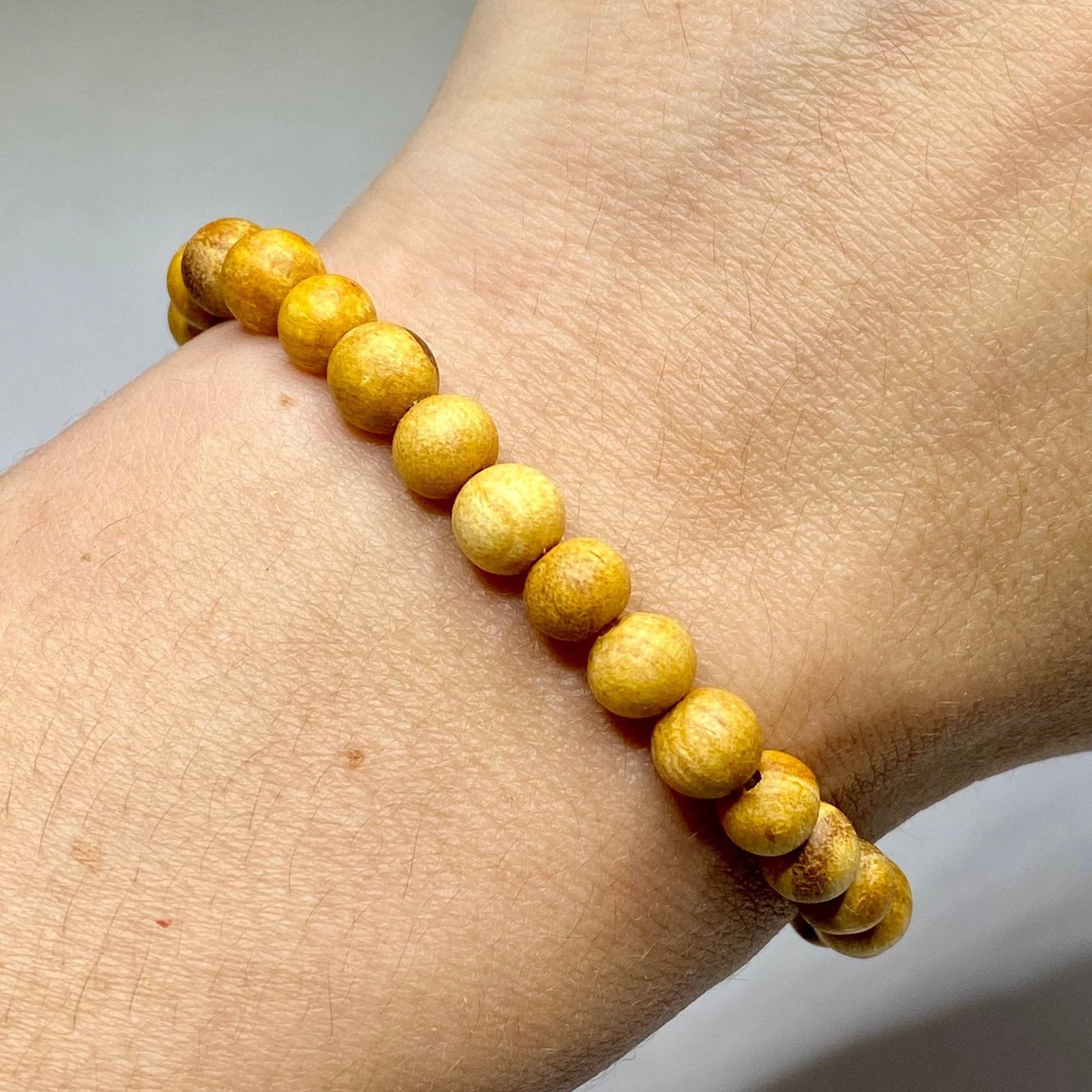 Palo Santo Beaded Bracelet, Handmade Wood Bead Bracelet