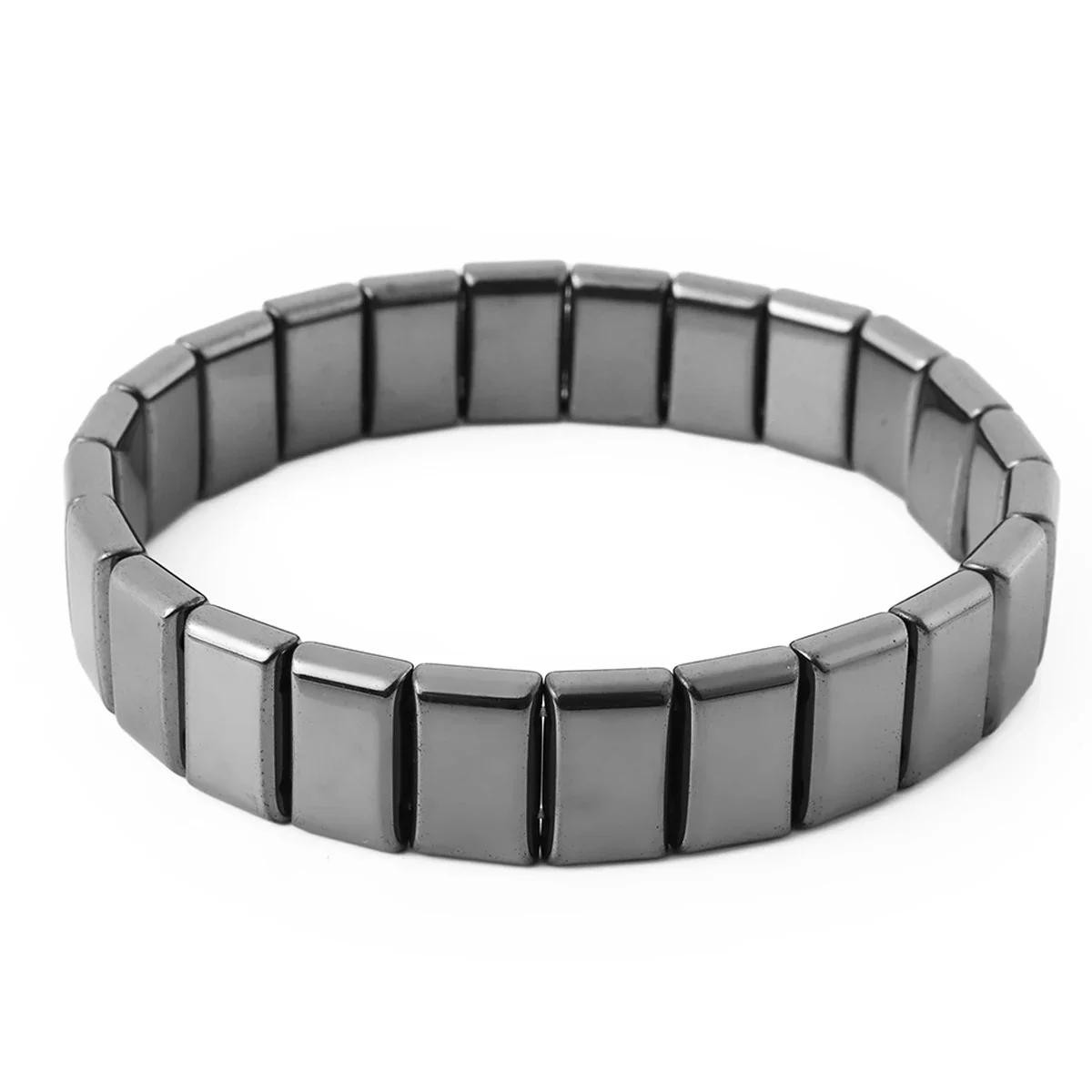 Unisex Bracelet Natural Hematite Stretch Grounding Healing Stone Gift Trendy