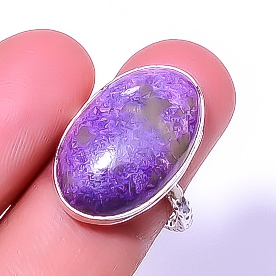 Variscite In Purpurite Handmade 925 Sterling Silver Ring s.7 R5831-11