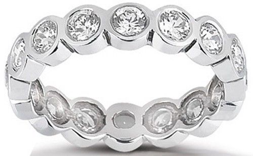 2.27 carat Round Diamond Eternity Band Wedding Ring bezel set 0.15 ct each