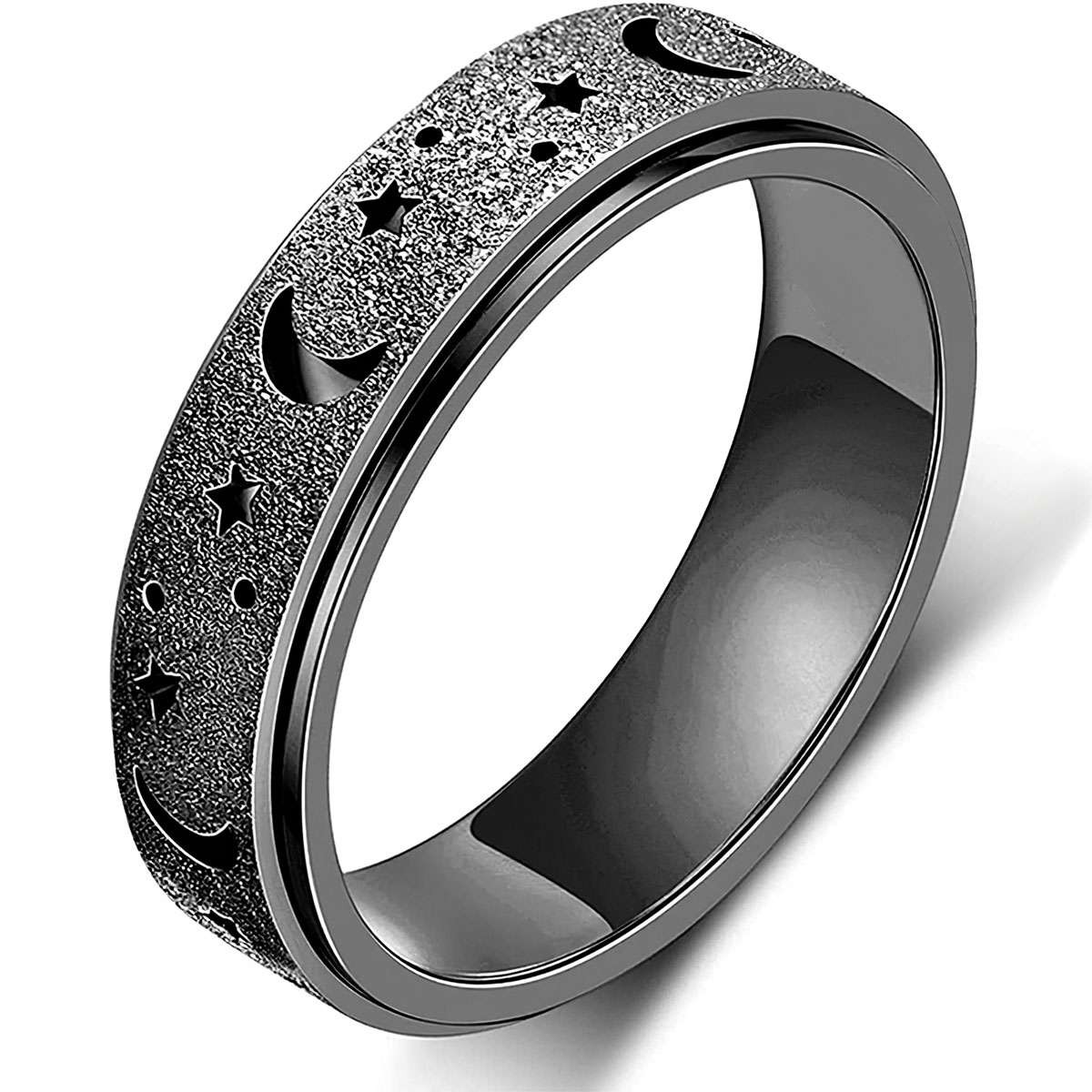 Anti-anxiety Spinner Fidget Rotating Ring Men Womens Gift Titanium Steel Rings