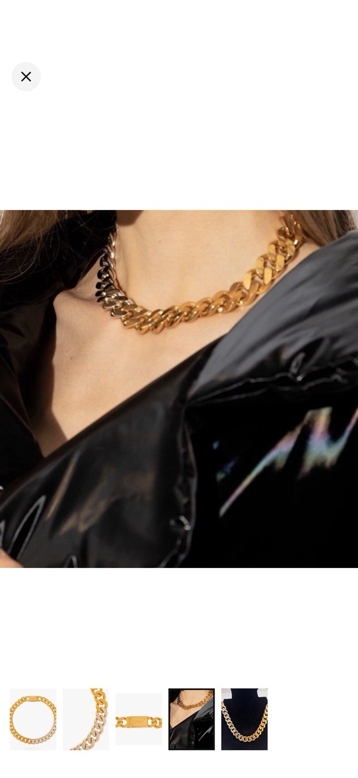 Saint Laurent Metal Curb Chain Necklace Gold/Silver