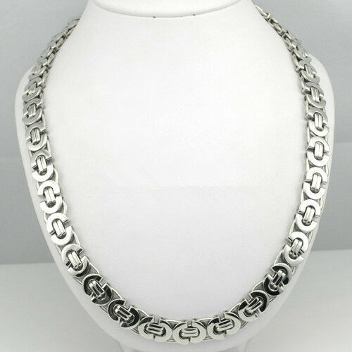 6/8/11MM Silver Tone Byzantine Link Stainless Steel Necklace Boy Mens Chain Gift
