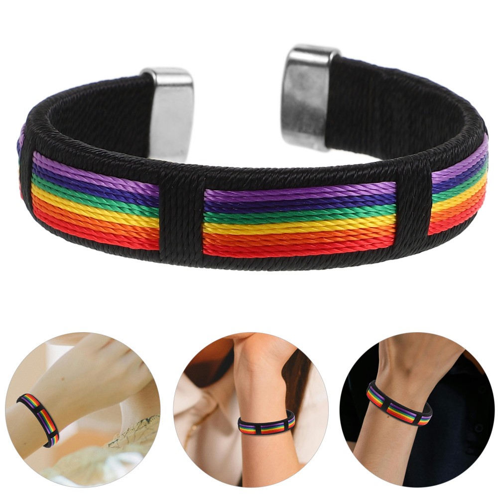 1Pcs Rainbow Women Bracelet Polyester Wristband for Decor