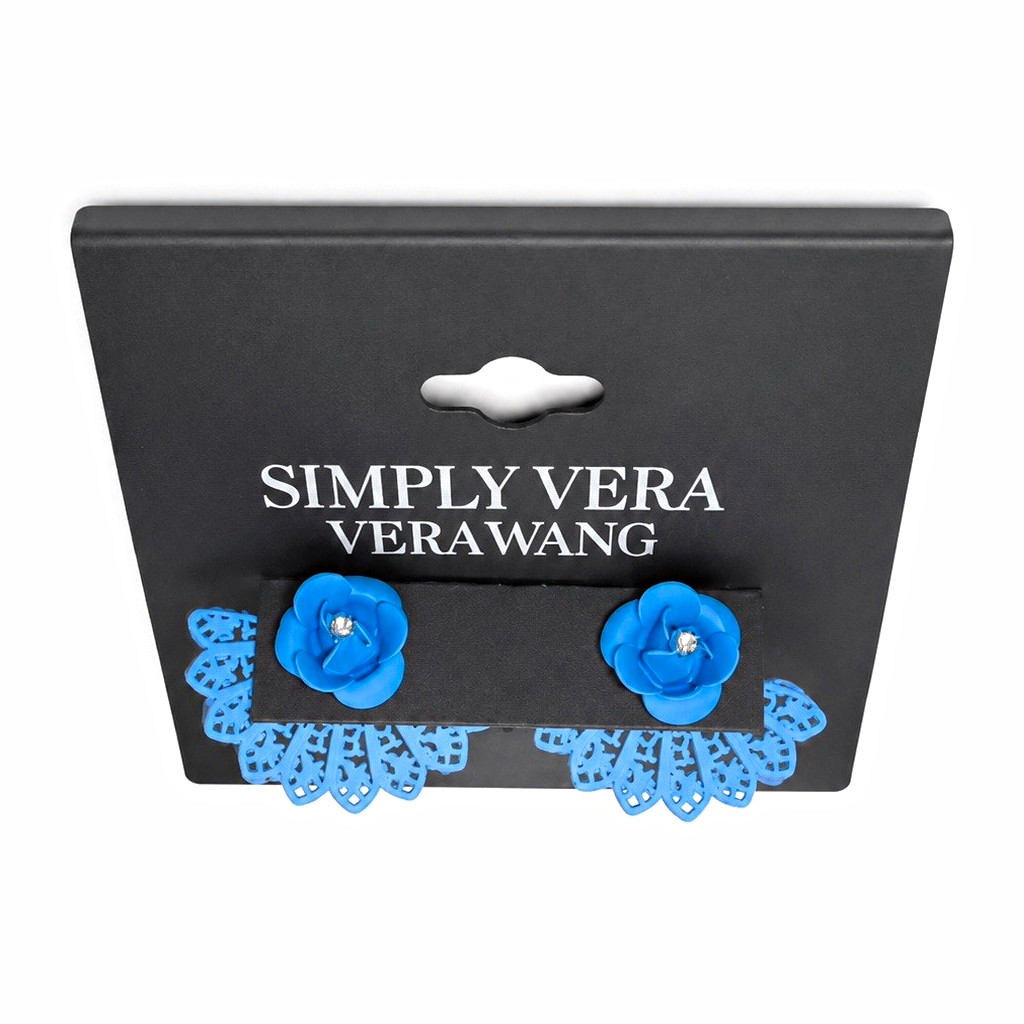 Simply Vera Vera Wang Blue Fan Ear Floater Crystal Earrings Recycled Metal