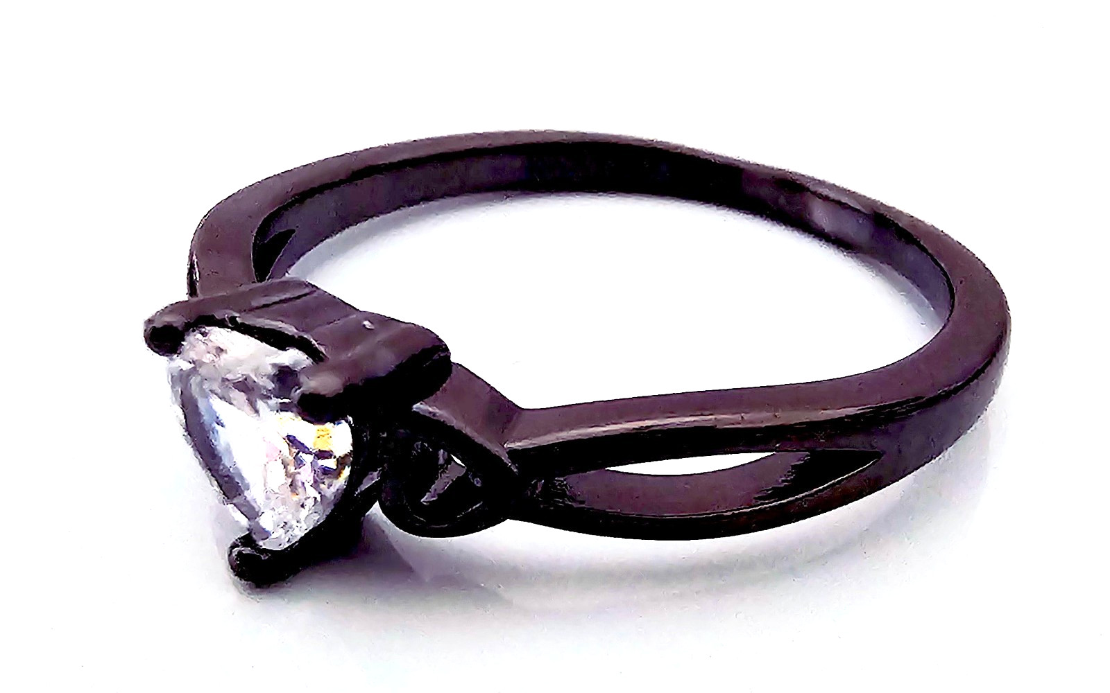 Diamond Heart Ring Size7 Black Gothic Celtic Knot Dainty Infinity Bohemian