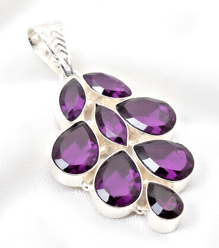African Amethyst Gemstone 925 Sterling Silver Handmade Jewelry Pendant 2.30″