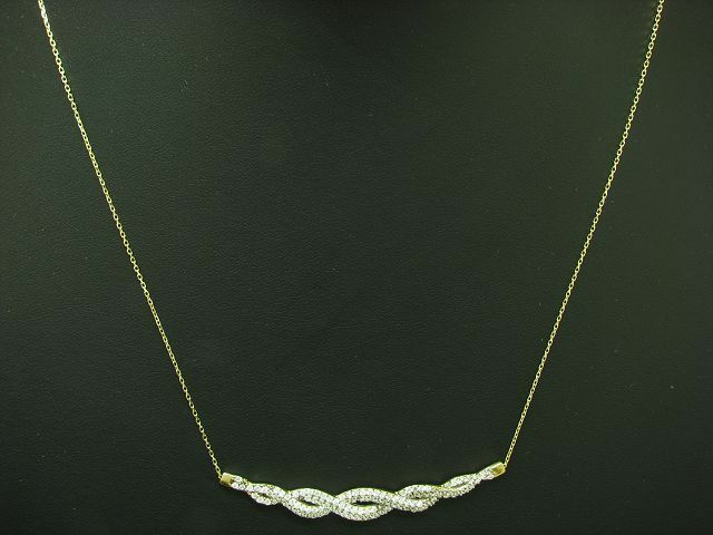 14Kt 585 Yellow Gold Necklace With 1.04Ct Zirconia Inlay / Chain / 2.4G / 46.0Cm