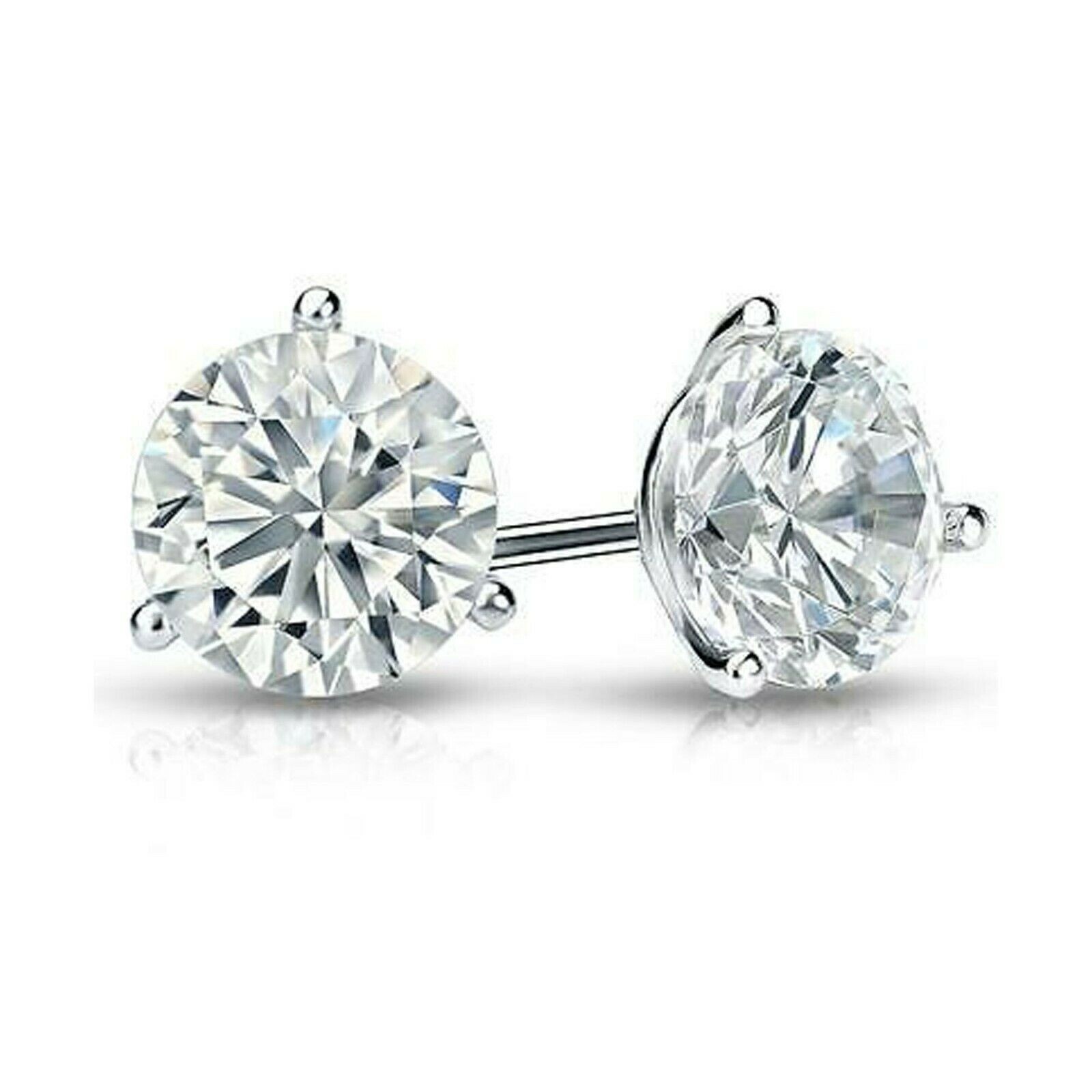 3.75Ct Round Simulated Diamond Earrings Martini Women Stud 14K White Gold Plated