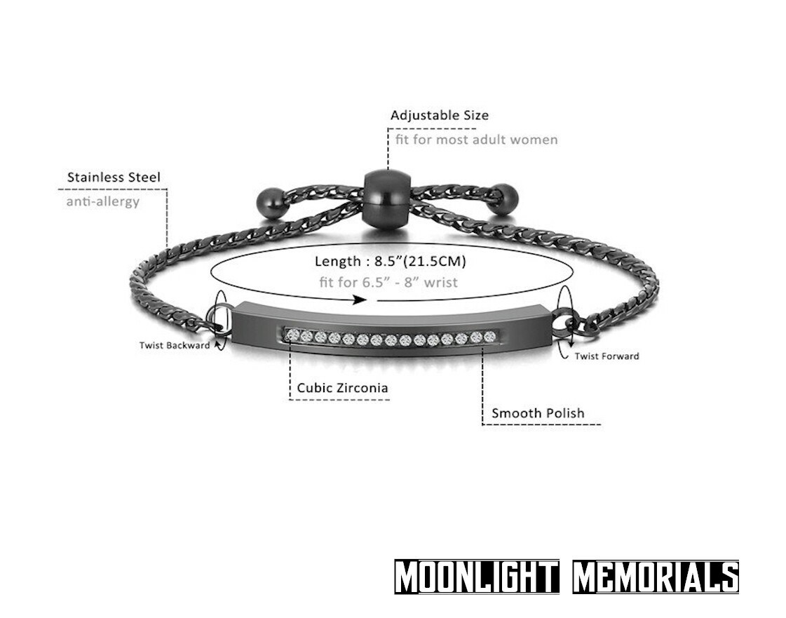 New Bar Crystal Heart Cremation Memorial Urn Ashes Bracelet