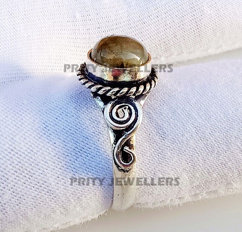 Natural Labradorite Silver Plated Ring, Antique Handmade Ring All Size Available