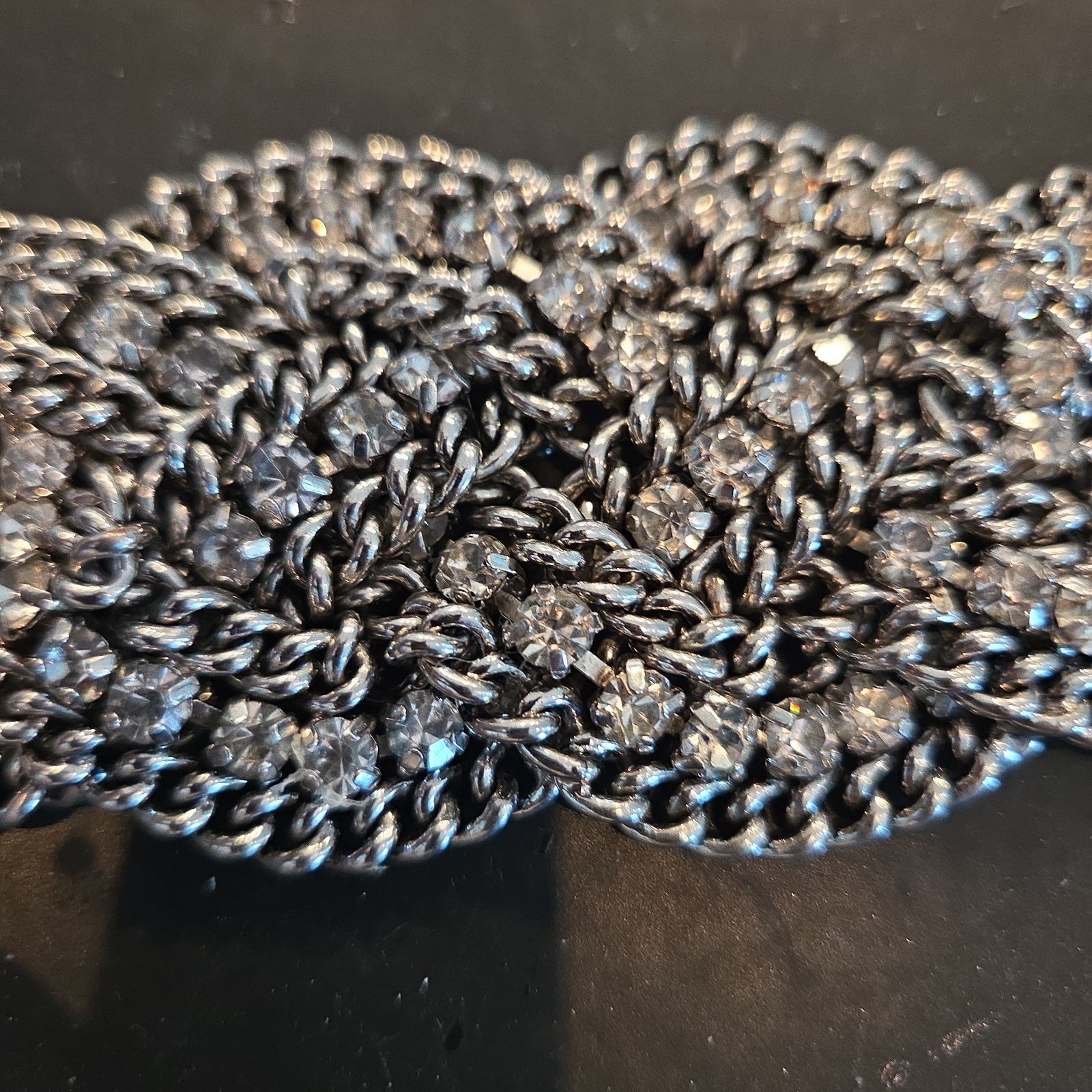 STELLA & DOT RETRO CZ SILVER WRAP BRACELET, LOBSTER CLOSURE Very heavy