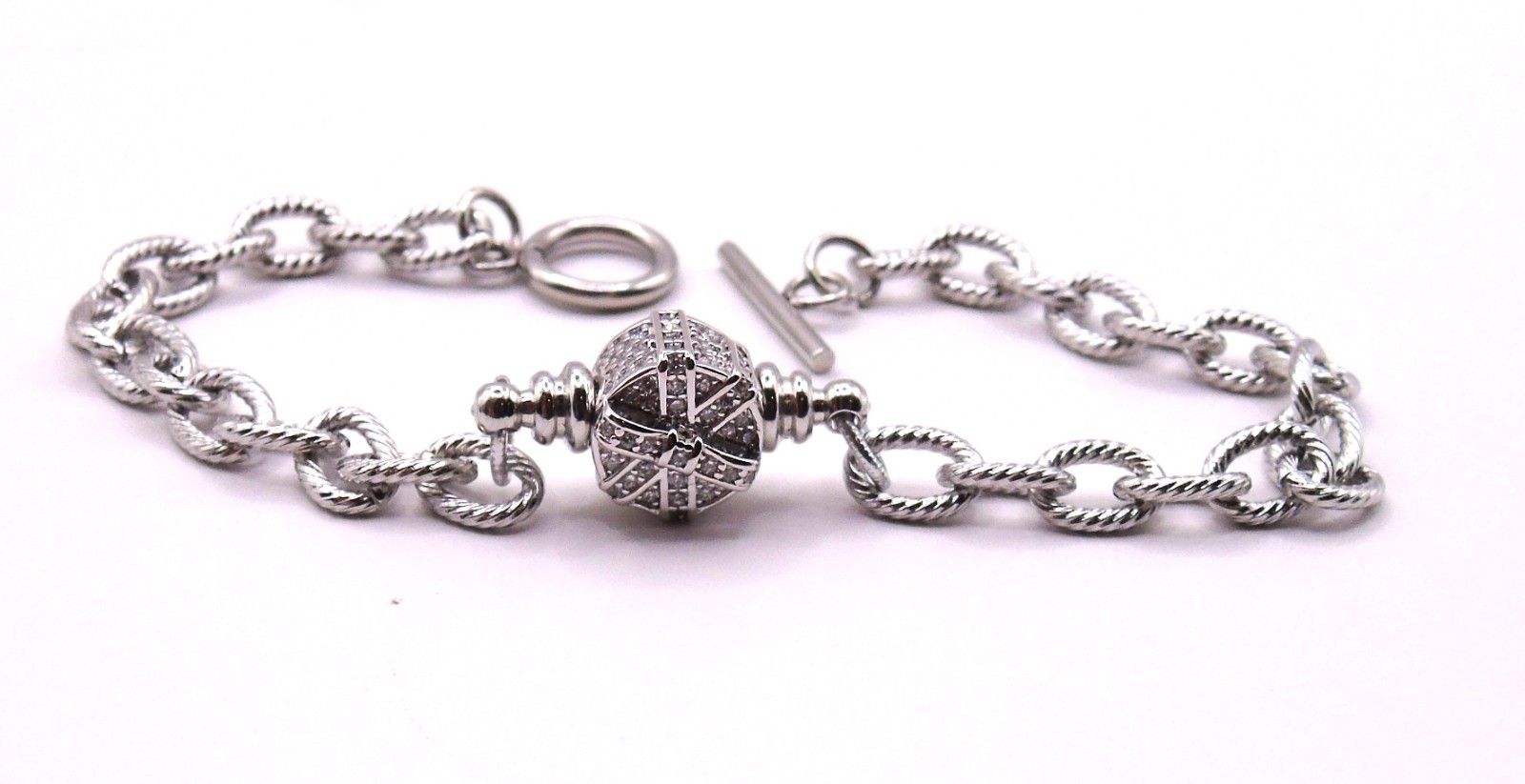 Textured Chain Bracelet for European Charms, Dangles & Lockets