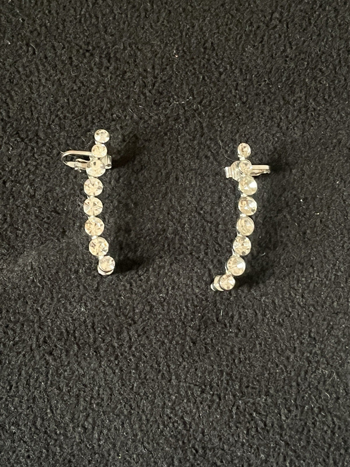 Claire’s White Rhinestone Earrings- for Pierced Ears Silver Tone Ear cuff